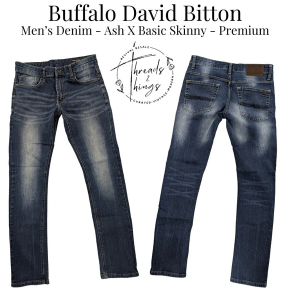 Buffalo David Bitton Other - Buffalo David Bitton Jeans Mens 32‎ Dark Wash Ash-X Basic Skinny Stretch Premium